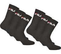 FILA Chaussettes Unies 6 Paires - Chaussettes de Tennis, Crew Socks, Eponge, Sport (2x3-Pack) Noir 35-38 (3-5 UK)