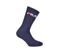 Fila Chaussettes Unisexes 3 Paires - Chaussettes De Tennis, Chaussettes D'équipage, Éponge, Sport, Logo 35-46 Marine 39-42 (6-8 Uk)