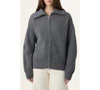 FILA Giovanni Relaxed High Collar Full-zip Knit Sweater Grey Mela Taille: M | Pulls Outlet | Femme | Gris