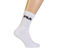 FILA 3 paires de chaussettes, chaussettes de tennis éponge avec col logo, unisexe: Colour: White | Size: 6-8 UK