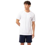Fila Pyjama homme court 100 % coton doux et confortable Blanc Taille L