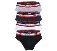 FILA Lot de 4 slips en coton stretch pour homme, Noir/blanc/bleu/gris, M