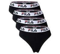 FILA Lot de 4 Slips pour Femme - Logo élastique en Coton - Qualité supérieure, Noir, M