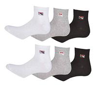 FILA Lot de 6 paires de chaussettes Quarter - Pour homme et femme - Couleurs : blanc, gris, noir - F9303 - Multicolore - 35-38