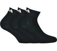 FILA Quarter Chaussettes Uni, 3 Paires - Chaussettes courtes, Sport, logo à la taille, uni, 35-46 Noir 39-42 (6-8 UK)