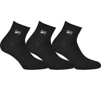 FILA Quarter Chaussettes Uni, 3 Paires - Chaussettes courtes, Sport, logo à la taille, uni, 35-46 Noir EU 43-46