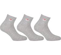 FILA Quarter Chaussettes unies, 3 paires - Chaussettes courtes, sport, logo à la taille, unies, 35-46 Gris EU 43-46
