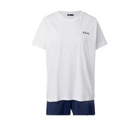 FILA Pyjama Femme 100% Coton, Vêtements de Nuit Femme, Ensemble Doux et Confortable, Taille M - Bleu Marine/Blanc
