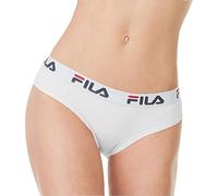 FILA Slip Femme - Taille Régulière, Brief avec large ceinture logo, coton, uni blanc S (Small)