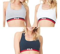 Fila Brassière femme 6048 – Coton, sans armature, lot de 3, Taille L (Bleu/Gris/Blanc)