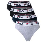 Fila String Dames, 4er Paquet - Logo-Bund, Coton Stretch, Unicolore