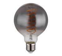Filament Ampoule LED Vintage E27 Retro Edison Boule à intensité variable, verre fumé, 8 watts 280 lumens 2000 kelvins blanc chaud, DxH 9,5x13,8 cm