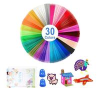 Filament de Stylo 3D 30 Couleurs Filament PLA 1.75 mm Chacun 5M avec 1 album de peinture et 2 gants de doigt