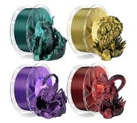 Filament d'impression 3D Chitu Systems Soie Conjure, Double Couleur 1,75 mm, Soie, Noir, Rouge, Violet, Noir et Vert Foncé, 4 Pièces