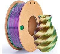 Filament D'imprimante 3D, Filament D'impression Brillant En Soie PLA Double/tricolore 1.75mm, Convient À La Plupart Des Imprimantes 3D FDM(250gGreenPurpleCoppe)