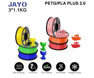 Filament d'imprimante 3D JAYO PETG/pla plus 2.0, 3 rouleaux, sans bulles, lisse, plusieurs couleurs, adapté aux imprimantes FDM, 1 rouleau/1.1KG PETG 3BK