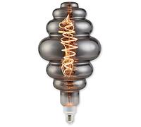 Filament LED vintage panier à miel, L 39,5 cm/Ø 20 cm, E27, 8,5 W 1800 K, 200 lm, 200 °, verre fumé/transparent