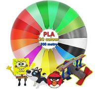 Filament PLA 1,75 mm, 20 Couleurs, 10 Mètres par Couleur, 200 Mètres au Total, pour Stylo 3d, Crayon 3d, Matériaux d'Impression 3D, Écologiques et Sains