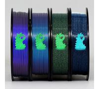filament PLA 1,75 mm, Lot de filaments multicolores phosphorescents, pour imprimante 3D, Lueur foncé bleu vert, Caméléon bleu, Lueur sombre vert étoilé, Caméléon Violet
