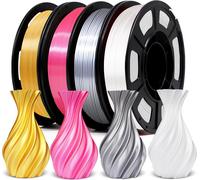 Filament Pla 1.75,Soie Pla Silk, Filament Imprimante 3D, Silk Pla 250G X 4 Spools, Bobine Pla 1Kg(2,2 Lbs), Silk Pla Or Argent Rose Blanc[PLA9184460]