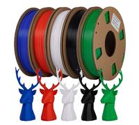 Filament PLA 1.75mm Bundle, TINMORRY Filament pour imprimante 3D Combipack, 250g x 5 Spools, noir, blanc, rouge, bleu foncé, vert foncé