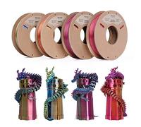 Filament PLA en soie ERYONE 1,75 mm, +/-0,03 mm, 4x0,25 kg/bobine/paquet, tricolore rouge/bleu/vert, rouge/or/violet, rouge/jaune/bleu, orange/bleu/vert