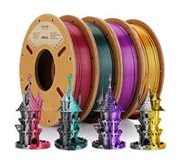 Filament PLA ERYONE Dual Zweifarbig Silk 1,75 mm, filament pour imprimante 3D PLA +/-0,03 mm, 4x250 g/paquet, noir et vert, noir et rose, noir et violet, noir et or