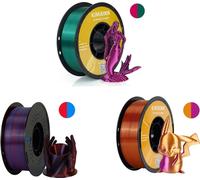 Filament PLA soie double couleur, 1,75 mm de diamètre, 3 kg de poids par paquet, 3 kg de mélange couleur 2