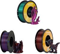 Filament PLA soie double couleur, 1,75 mm de diamètre, 3 kg de poids par paquet, 3 kg de mélange de couleurs 3