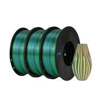 filament pour imprimante 3D, soie tricolore, bobine sans bulles, bleu-vert-orange