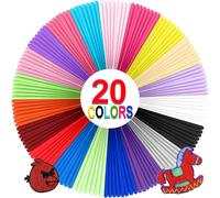 Filament Pour Stylo 3D, 20 Couleurs De Recharges Pla 1,75 Mm, Chaque Couleur 5 Mètres, Total 100 Mètres Avec 2 Capuchons De Doigts, Compatible Avec Les Stylos 3D Scrib3D Et Mynt3D[PLA9184456]
