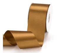Filan Ruban de satin marron doré (50 mm x 22,86 m) - Ruban cadeau élégant pour la décoration et le bricolage, pour emballer des cadeaux spéciaux, pour les mariages, les baptêmes, etc.