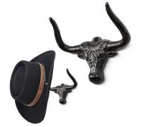 Filano Lot de 2 porte-chapeaux de cowboy en fonte vintage rustique pour rangement et présentation dans un placard, une chambre à coucher, un salon - Rouille