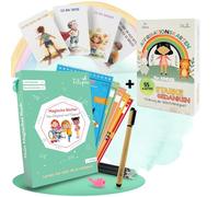 Filapen Cahiers préscolaires magiques + 55 cartes d'affirmation pour enfants - Édition spéciale à partir de 4 ans - Apprendre à écrire et à calculer - Entraînement des lettres et des chiffres