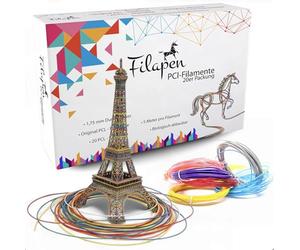 Filapen® Filaments PCL pour stylo 3D - 1,75 mm - Lot de 100 mètres - 15 couleurs différentes - Biodégradable - Sans odeur - Filament PCL pour stylo à basse température