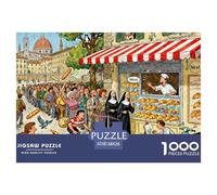 File d'attente Folle du Matin à Florence Puzzle en Bois Imperméable Puzzles De 1000 Pièces pour Adultes Coloré Jeux De Stimulants