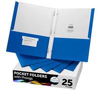 File-EZ Lot de 25 dossiers à deux poches avec attaches à 3 broches, couleur bleue, papier texturé durable, finition mate, taille de feuille de lettre (EZ-92523)