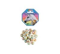 Filet 20 billes 16mm et 1 calot 25 mm, Licorne - Blanches rayures colorees - Jeu de recre, Plein air - Set Jouet
