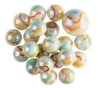 Filet 20 billes 16mm et 1 calot 25 mm, Licorne - Blanches rayures colorees - Jeu de recre, Plein air - Set Jouet