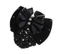 Filet a cheveux avec noeud papillon diamant en velours de soie Noir