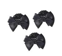 Filet à Cheveux Chignon Nœud Papillon Noir en Tissu 3 Pièces