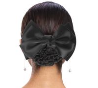 Filet à Cheveux Élastique pour Chignon, Coiffe à Nœud Noire en Tissu | Usage Bureau et Temps Chaud, Tenue Souple, Style Élégant et Beau