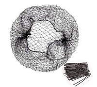 Filet à Cheveux en Forme de Disque en Nylon, 50 Pièces, Bord élastique, avec 60 Pièces, Clips en Forme de U, pour Cravate, Perruque, Coiffure de Mariée (BLACK)