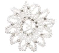 Filet à Chignon Élastique Crochet en Perles Blanches et Pierres Décoratives