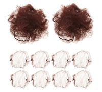 Filet à Chignon en Maille Marron, 10 Pièces, Polyester, Chignon au Crochet | Bord Élastique, Maintien Serré, Design Simple, Occasions Formelles et Décontractées, Lot Individuel