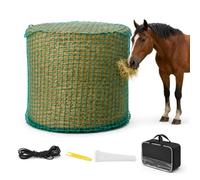 Filet à Foin Alimentation Lente Maille 4,5×4,5cm pour Chevaux, Balle Ronde 185×185cm