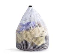 Filet a Linge, Avec Cordon Filet Linge Machine à Laver Réutilisable Maille Grossière Sac Linge Sale, pour Manteau, Drap de Lit, Lingerie, Bébé Vêtements Chaussettes (Blanc 80 x 60 cm)