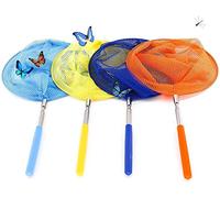 Filet à Papillons,Enfants Filet de Pêche Extensible 4 Packs Papillon Bug Insect Net Jardin Coloré Filet de Papillon avec Poignée Antidérapant pour Capture de Punaises Insecte Petit Poisson