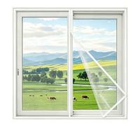Filet anti-insectes,100X135CM,window screen without drilling,Bande auto-agrippante,lavable et réutilisable,circulation air libre,blocage insectes efficace | Moustiquaire Fenetre Adhésive avec Fermeture Éclair
