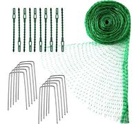 Filet Anti-Oiseaux Vert Maille de Plantes de Jardin Filets d'Arbres Fruitiers Filet avec Attaches de Câble et Piquets de Jardin en Forme de U, 4m x 10m (13,1 x 32,8 Pieds)